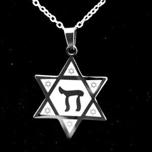 Jewish Star of David Chai “life” Stainless steel necklace